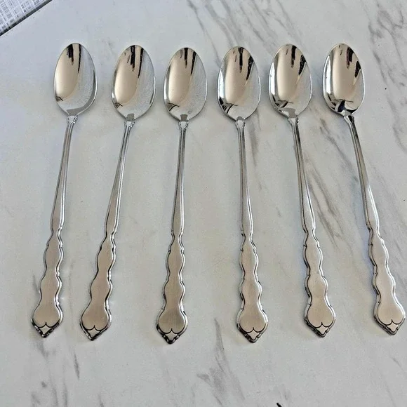 Oneida VALERIE Iced Teaspoons HH Distinction Deluxe Stainless Flatware Lot of 6