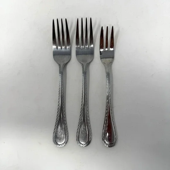 Cambridge Stainless Steel Forks‎ Set 3 Swirl Rope Edge 2 Dinner 1 Salad Carlyle