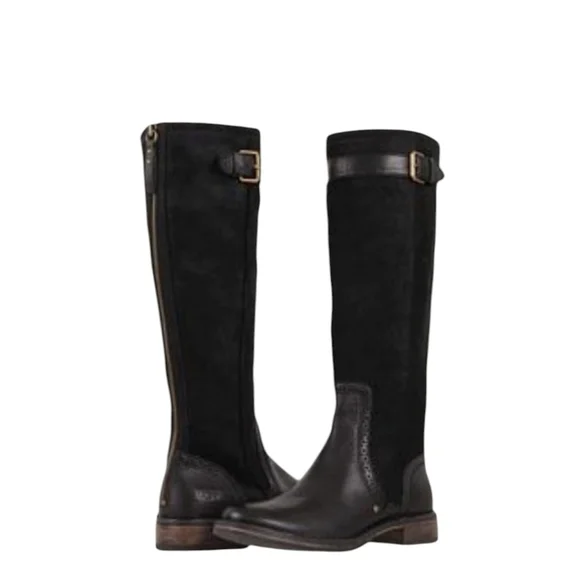 UGG Castille Black Suede Leather Knee High Boots