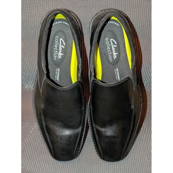 Clarks Collection Bolton Free II Black Leather Loafers Men's Size 8 M
