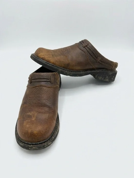 Roper Brown Leather Slip-On‎ Mules