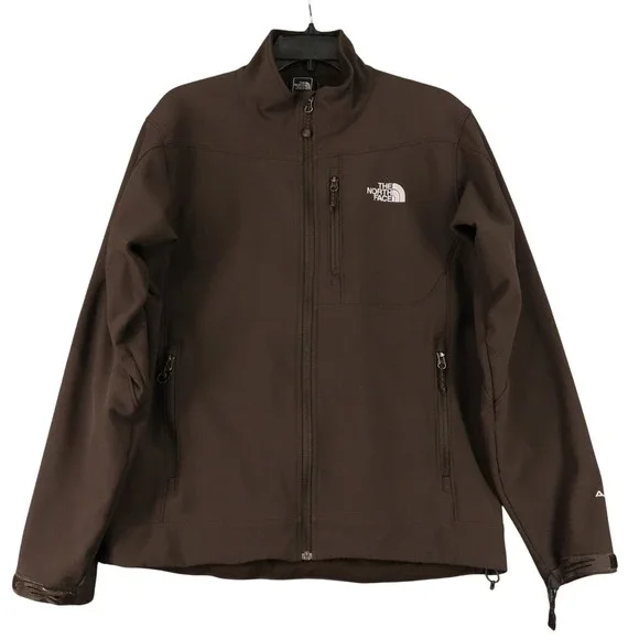 The North Face Apex Softshell Jacket Mens M Brown Full Zip Windproof Outdoor