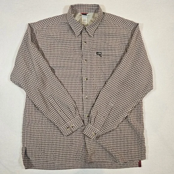 The North Face Shirt Mens XL Maroon Red Plaid Outdoor Button Up Distressed Look