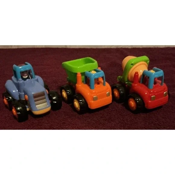Huile 3 Pcs Friction Powered  Push and Go Trucks Construction And Tractor Cars