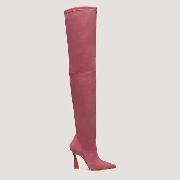 Stuart Weitzman Women's Dusty Berry Stretch/Suede Ultravinnie Over-the-Knee  7.5