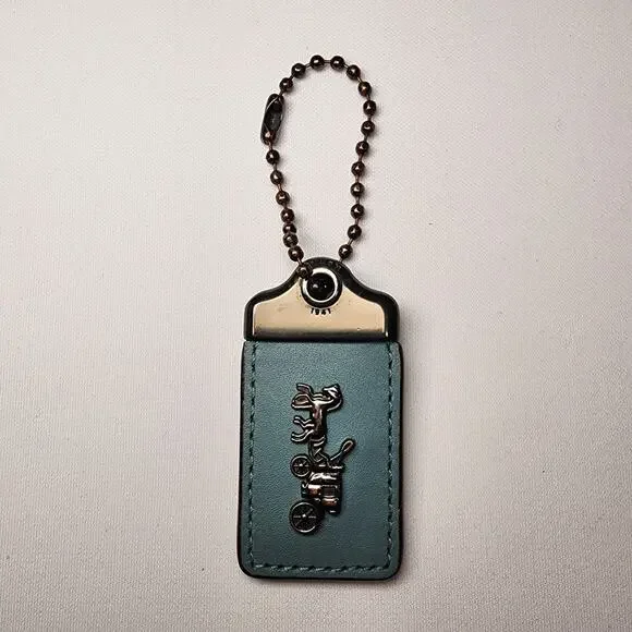 Coach 1941 Horse Carriage Hang Tag Bag Charm - Dark Gunmetal/Blue Marine
