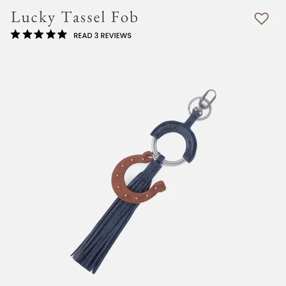 New HOBO LUCKY TASSEL FOB indigo sky Blue & Brown Horseshoe Keychain (Leather)!