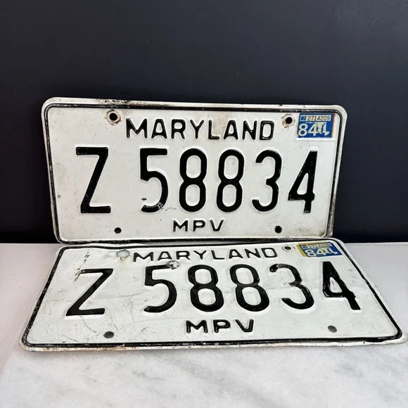Maryland Z 58834 1984 MPV Vintage License plate
