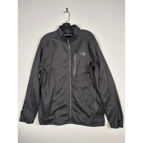 The North Face Jacket Mens Large Black Softshell Fleece Lined Full Zip Hiking