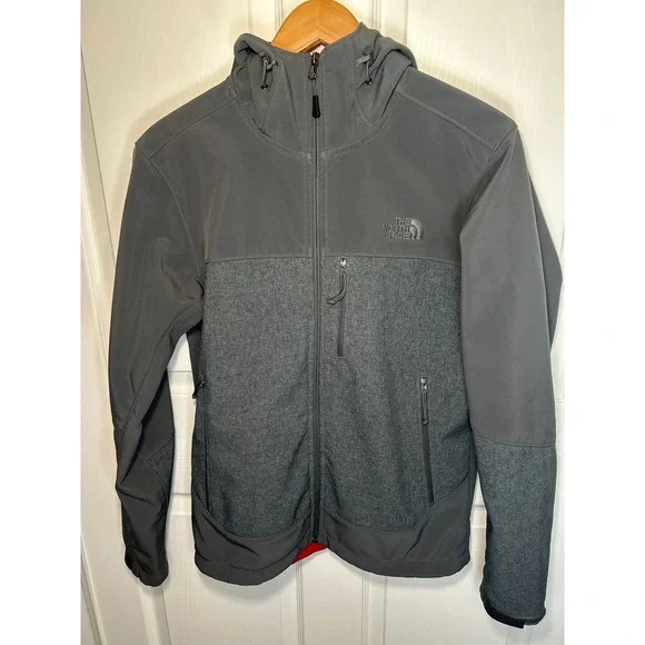 The North Face Softshell‎ Jacket Men's Small Gray Hooded Full Zip Windproof