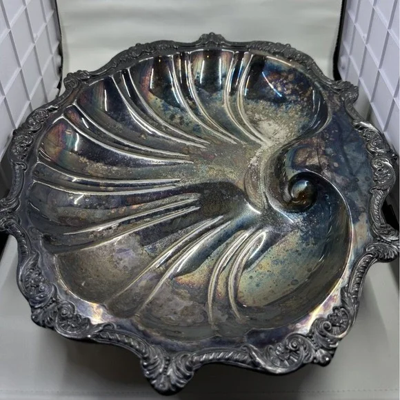 Poole Silver Plate Old English Shell‎ Centerpiece Bowl EPC Nautilus 5013