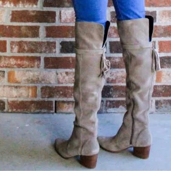 Sole Society Cow Suede Erika Over The Knee Boots Size 7 In Black