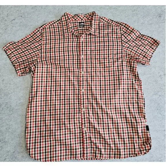 The North Face Short-Sleeve Passport Shirt Men's, Button Down, Red Plaid, Sz XXL