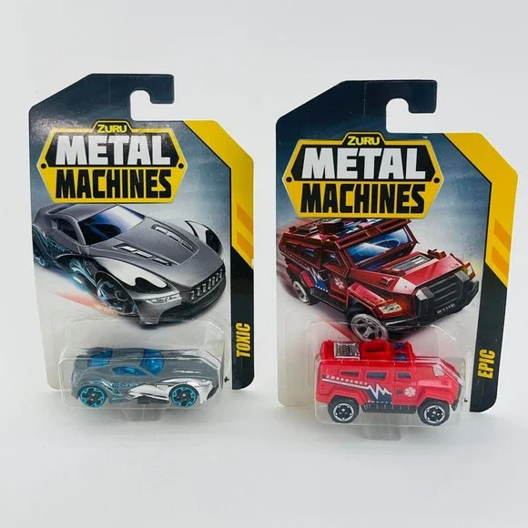 Lot of 2 Epic ZURU Metal Machines  Inferno Fire Truck Rescue - Silver / Red