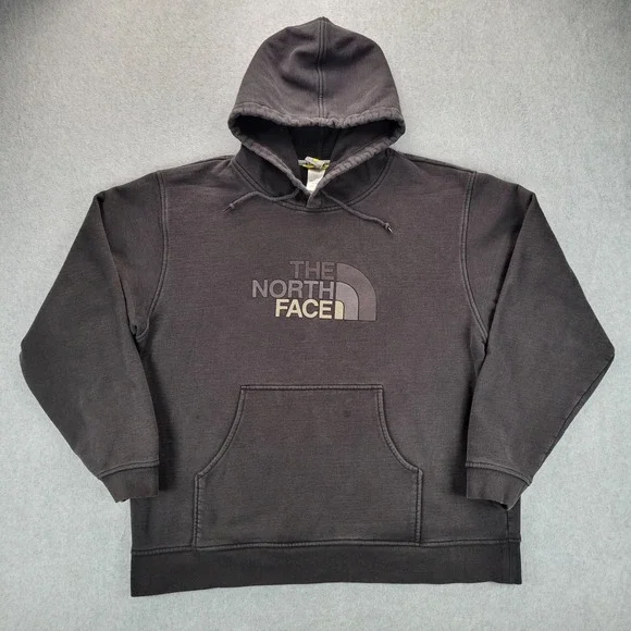 The North Face A5 Series Mens XL Hoodie Sweatshirt Black Gray Heavyweight Fade‎