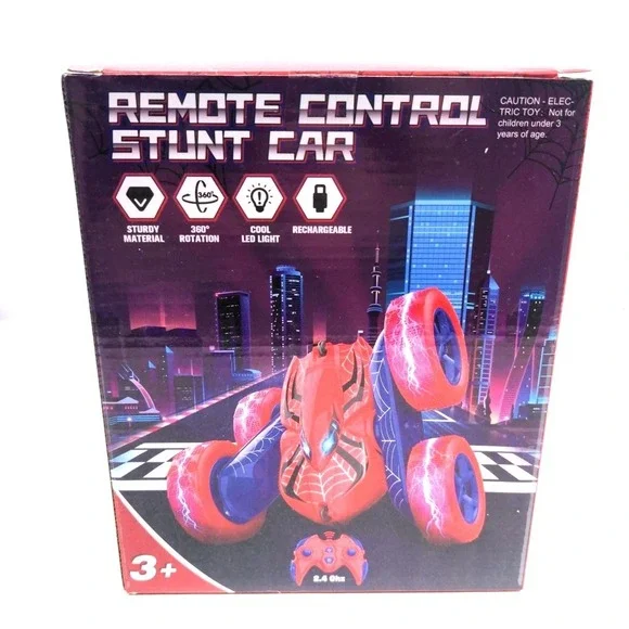 Remote Control Stunt Car 2.4GHz Spider Theme 360 Rotation LED Light Rechargeable