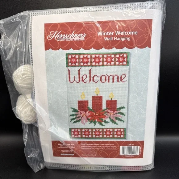 Herrschners Plastic Canvas Winter Welcome Wall Hanging‎ 12 X 18