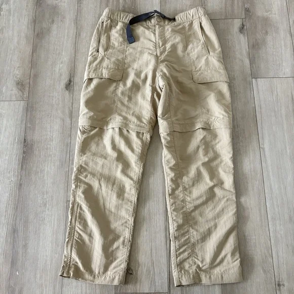 The North Face Mens Pants Khaki Convertible Cargo Outdoor Belted Large