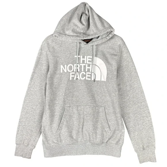 The North Face Mens Half Dome Pullover Hoodie Gray White Logo Size Medium Casual