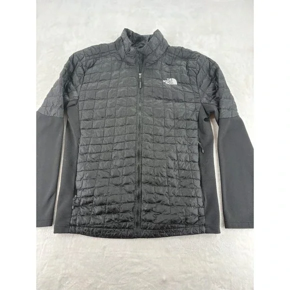 The North Face Mens L ThermoBall Hybrid Jacket Black Full Zip Insulated Quilted