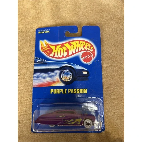 1992 Hotwheels Blue Card Purple Passion With Flames Card # 87 WW's  1/64 Scale