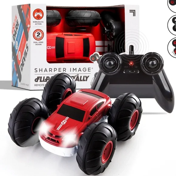 Sharper Image Red and Black Remote Control Stunt Car