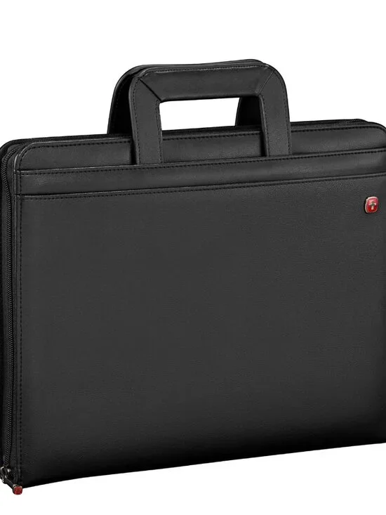 Zippered Presentation Padfolio Envelope with handle Black Cardholder Leather