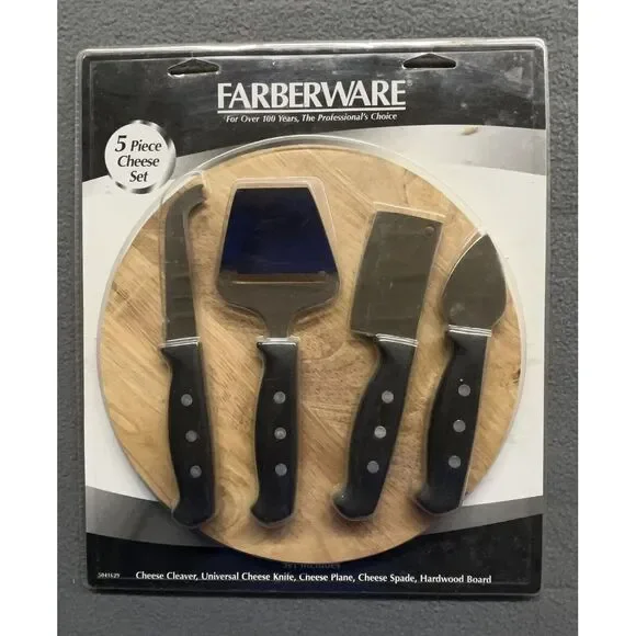 Farberware 5 Piece Cheese Set Cutting Board‎ Knife Appetizer Dinner Party