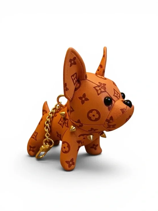 Orange French bull dog fashion bag charm