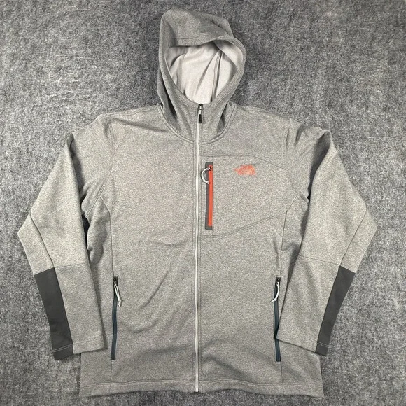 The North Face Canyonlands Fleece Jacket XL Men Gray Hooded Gorpcore Orange trim