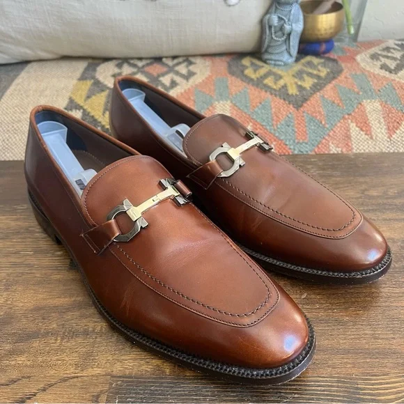 Salvatore Ferragamo $1,190 “LEWIS” Cuoio-Hick Leather Loafers 11.5 2E US12.5