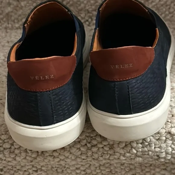 Velez Men’s Engraved Leather Sports Loafer Blue Size EU44/US10.5