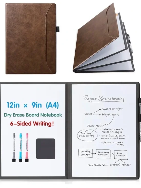 Brown Dry Erase Board Notebook Portfolio for Tablets & Notes - Brown