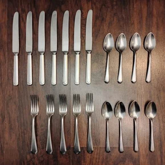 Vtg Royal Allegheny Streamline Stainless Flatware 20 Pc Set Knives Forks Spoons