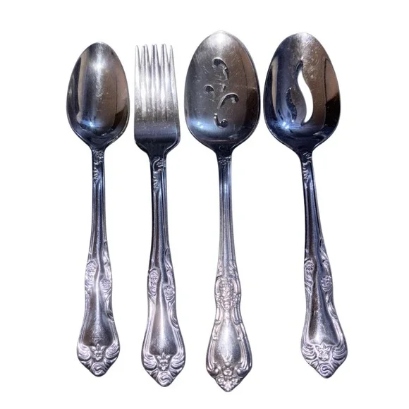Oneida Stainless Countess 6 Piece Hostess Serving Set 4‎ Spoons 2 Forks