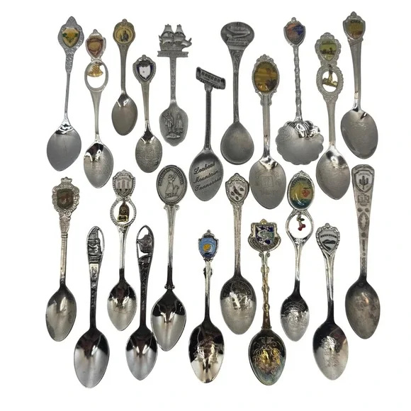 Vtg Souvenir Spoon Lot 22 State Landmark Travel USA Silverplate‎ Collectible