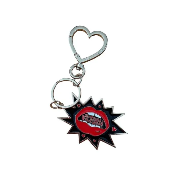 Y2K Victoria's Secret Red Lips Keychain Heart Clasp Gold and red