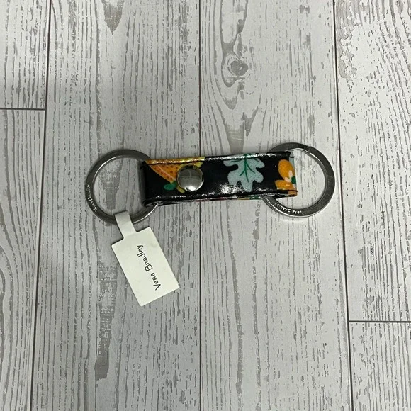 Vera Bradley Twice As Nice Keychain Tangerine Twist Floral Black Gardencore NEW