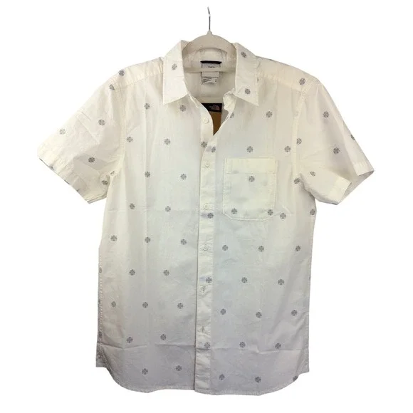 The North Face Mens Baytrail Jacquard Short Sleeve Button Down Shirt White M NWT