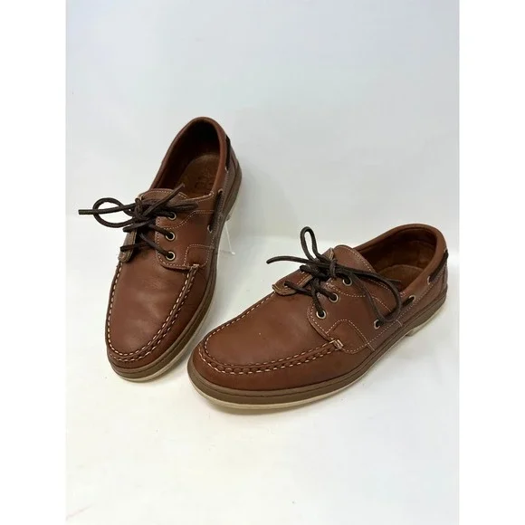 Allen Edmonds Eastsport Leather Boat Shoes Brown 10