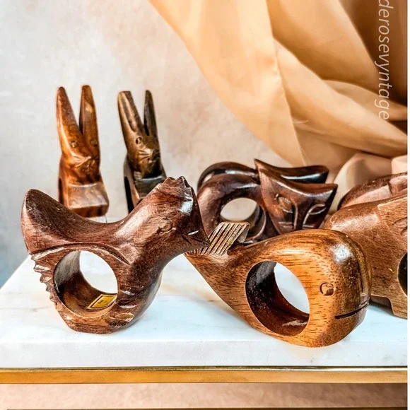 Hand Carved‎ Animal Napkin Holders