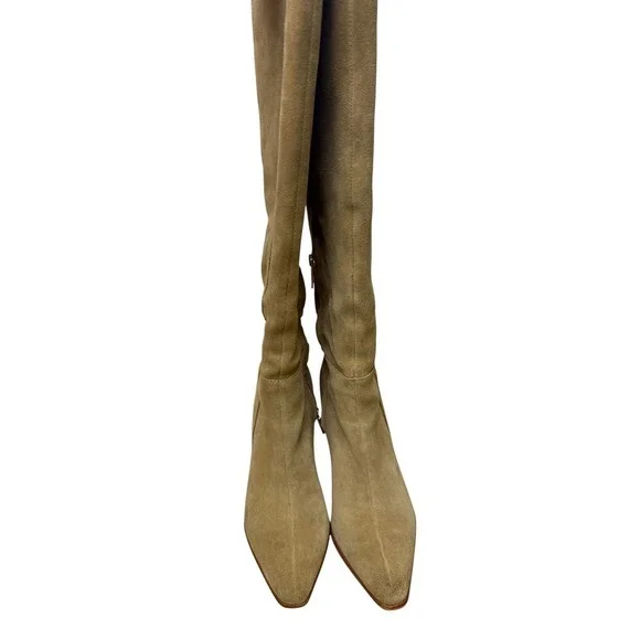 Vince Camuto Tiasie2 Wedge Boots New Tortilla Suede Wide Calf Pointed Toe 7M WC