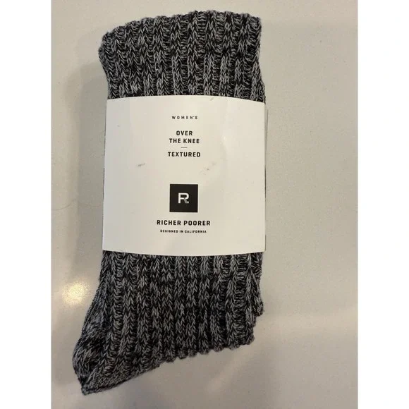 Richer Poorer Over The Knee Textured Socks 5-10 Polyester Blend Heather Gray NEW