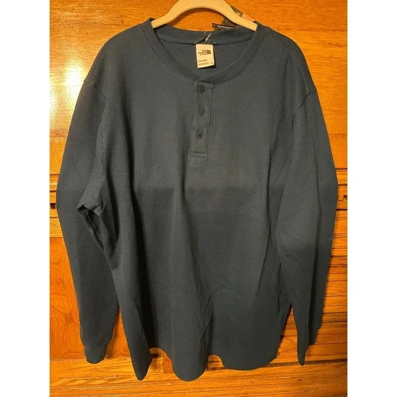 The North Face Mens Waffle Henley Shirt Blue‎ XL Gorpcore Utility 90s Grunge NEW