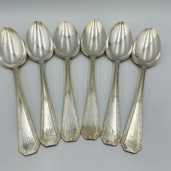 *6 Serving Spoons 1835 R Wallace/Wallace Silver ATHENA Silverplate 1916 Engraved