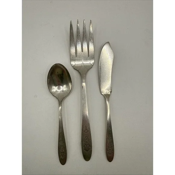 Vintage BIRD OF PARADISE Onieda Community  Plate Serving Set Spoon, Fork, Knife