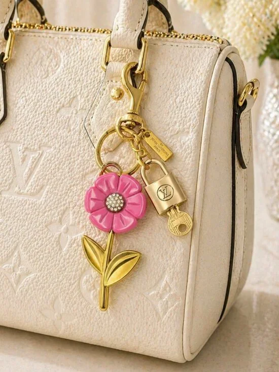 Authentic Louis Vuitton Gold Padlock 🔒 Key Set w/ Unbranded Flower Bag Charm