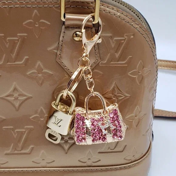 LV Authentic Gold Lock & Key 🔑 Luxury Bag Charm w/ Unbranded Bag Keychain
