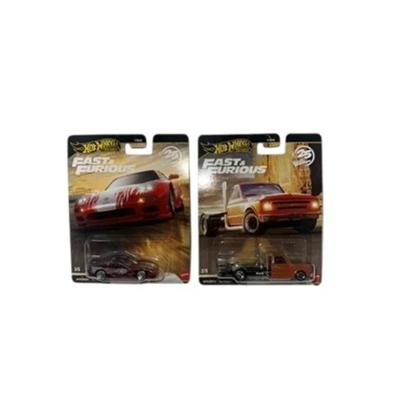 Hot Wheels Premium Fast & Furious 1967 Chevy C-10 & Mazda RX-7 Diecast Set 1:64