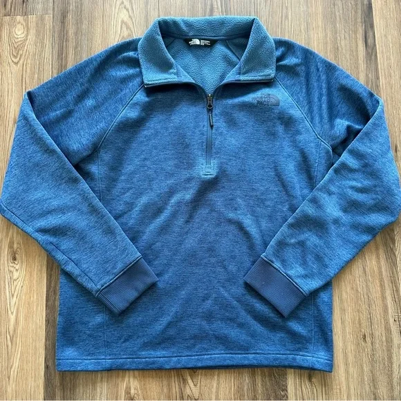 The North Face Mens 1/4‎ Zip Long Sleeve Fleece Pullover Medium Blue Jacket Fall